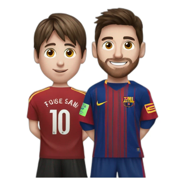 Current messi playing football with young messi sticker