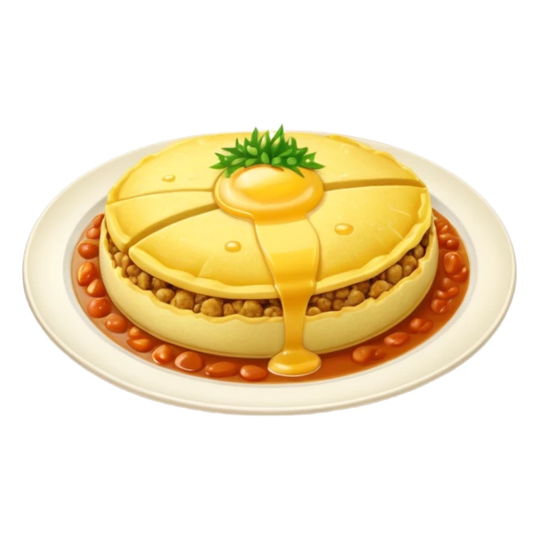 Tasty omurice dish on a big plate (no tomatoes)   sticker