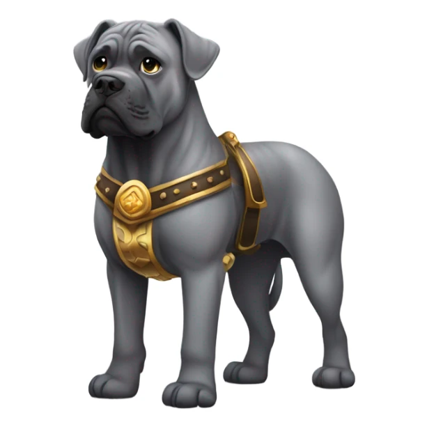 Grey Cane Corso standing on his legs dressed as a Roman gladiator. sticker