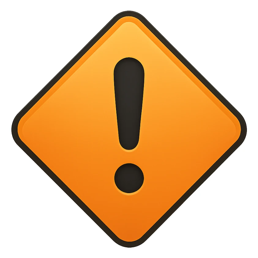 warning emoji orange diamond with exclamation mark modern style sticker