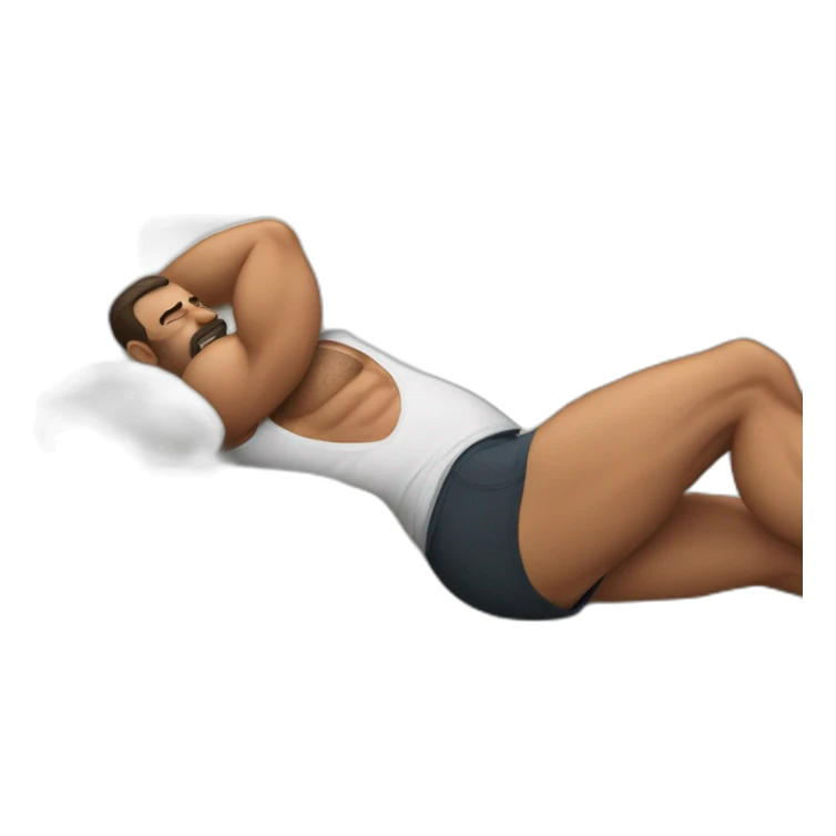 a very muscular dad sleeping on the couch in his boxers sticker