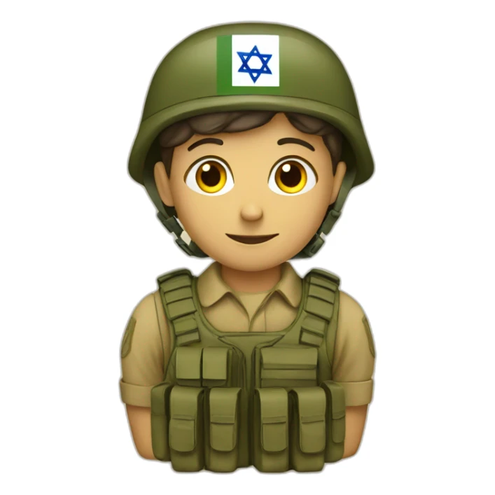 Israeli soldier with a his country's flag sticker
