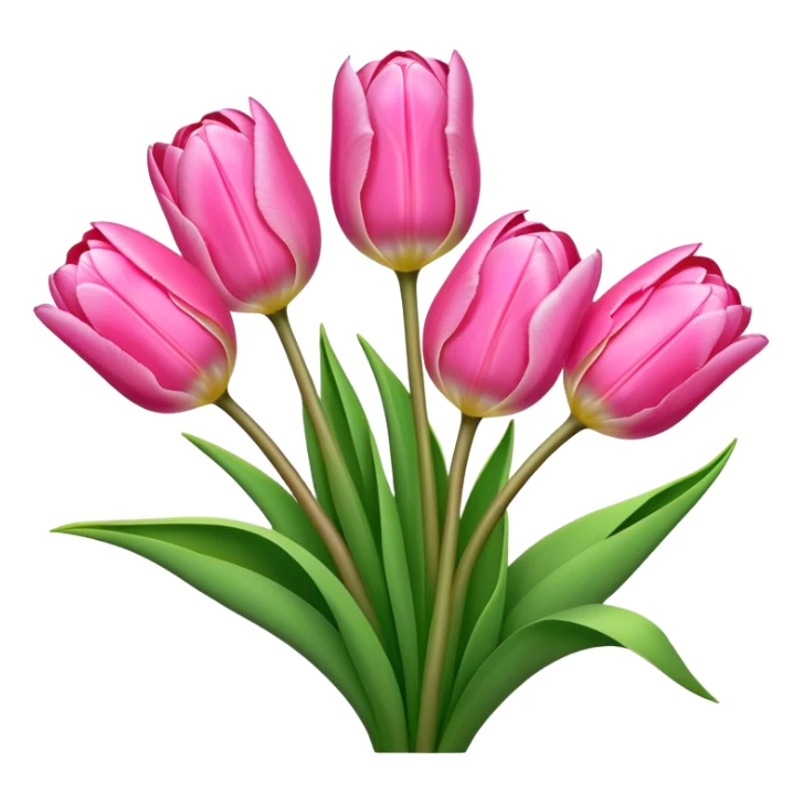 bouquet pink Tulip, luxuriant, stem, leaf, bud sticker