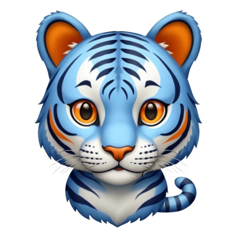 A full-length blue tiger with orange eyes sticker