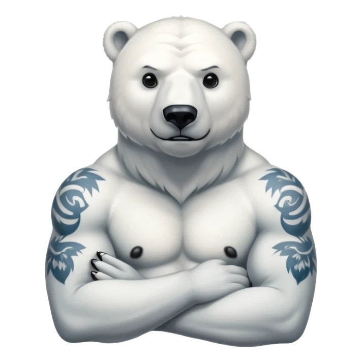 A strong polar bear with tattos on his body sticker