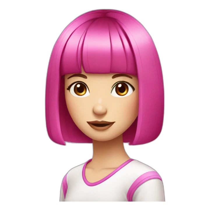 young girl, PURPLE eyes, hot pink bob haircut with bangs, fair skin sticker