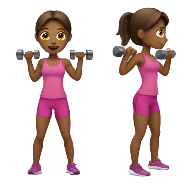 girl working out brown hair lifting weights sticker