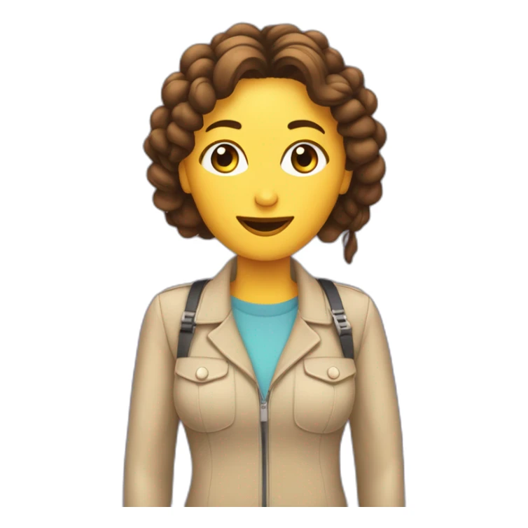 Mujer pelo crespo largo y canas en las chasquillas con audífonos y un microfono tipo podcast sticker