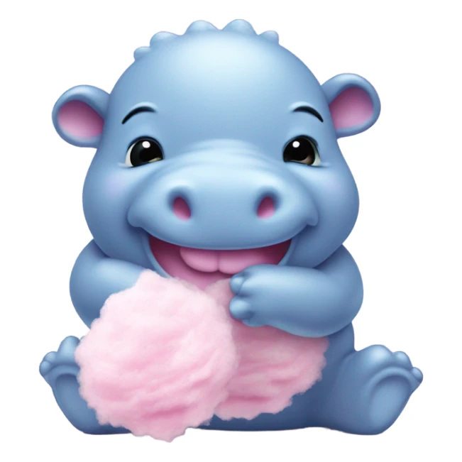 baby blue hippo with cotton candy sticker