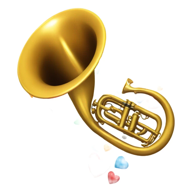 trumpet blowing love hearts sticker