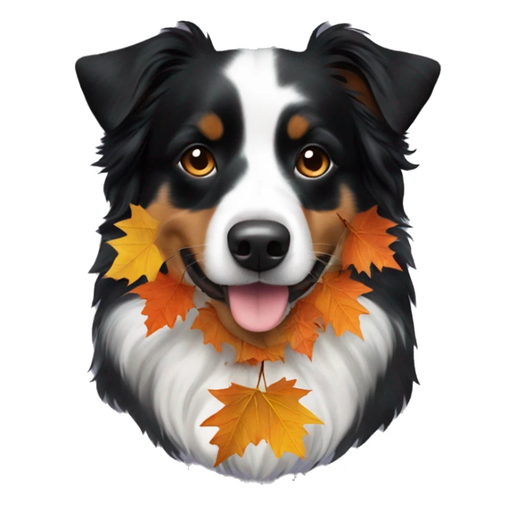 Autumn leaf garland Small black australian shepherd dog sticker