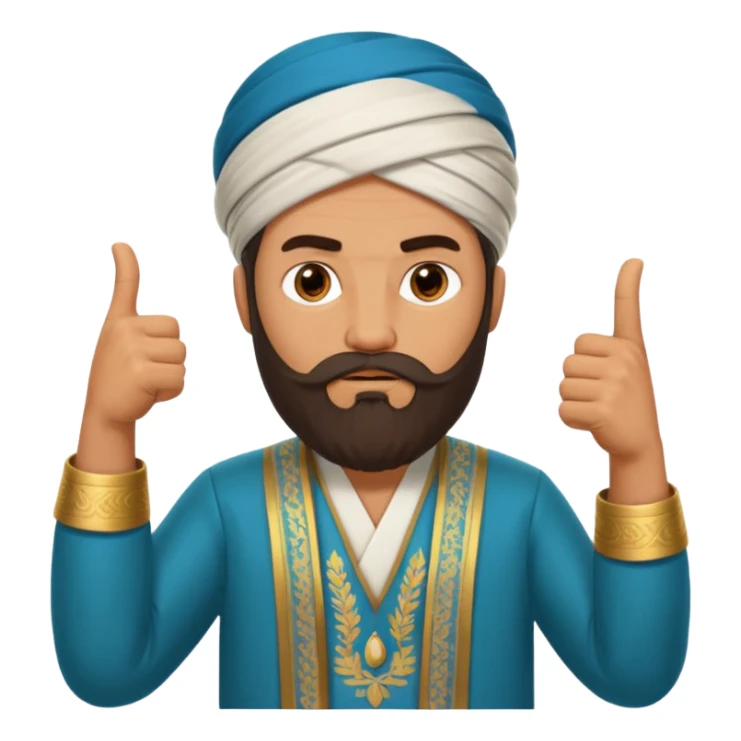 uzbek bearded man with national outfit thumbs down sticker