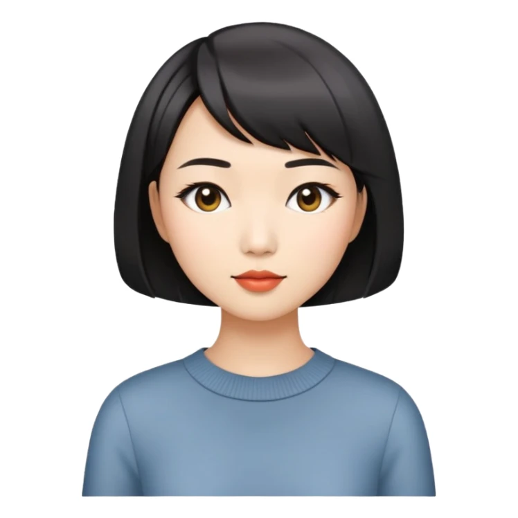Asian woman model with stylish short bob haircut sticker