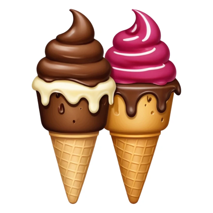 Create an image with 2 scoops of icecream slighted inverted ly placed aginst each other sticker