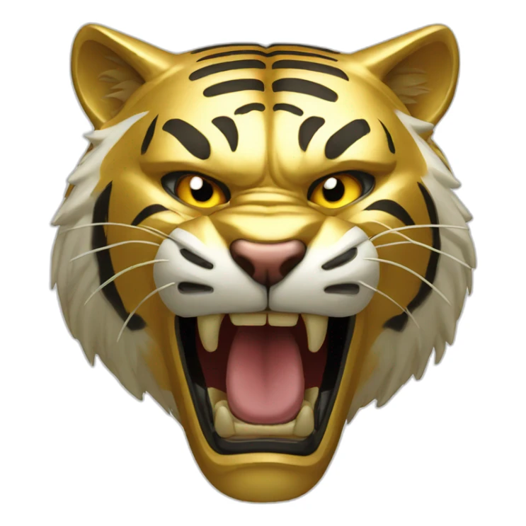 angry tiger made of gold sticker