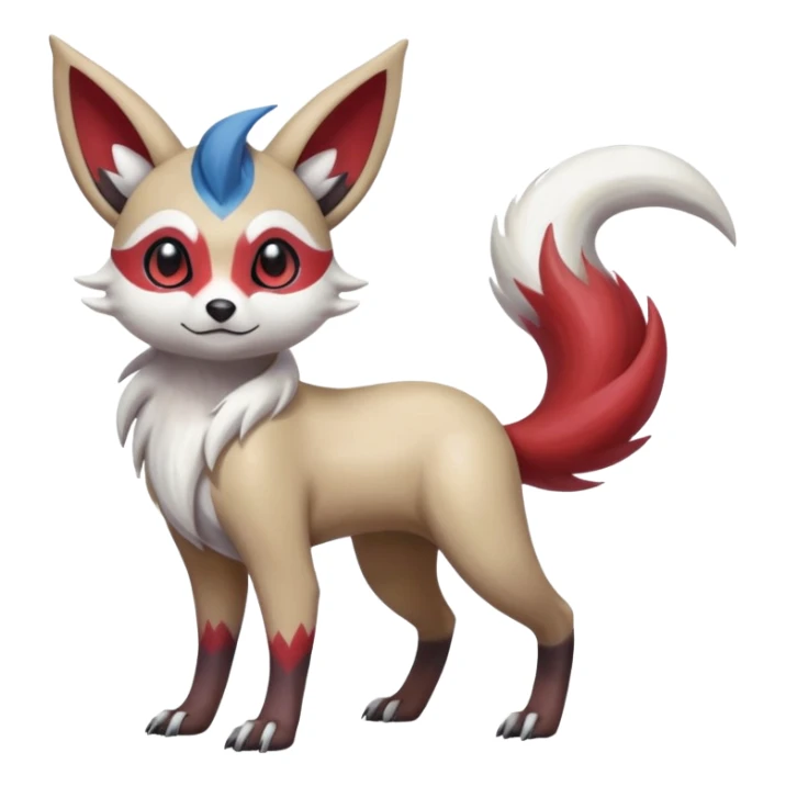 Hyper-realistic Colorful Skilled Adept Graceful Asian Painted Meloetta-Furret-Lycanroc-Absol-Zangoose-fusion-hybrid-creature (full body) sticker