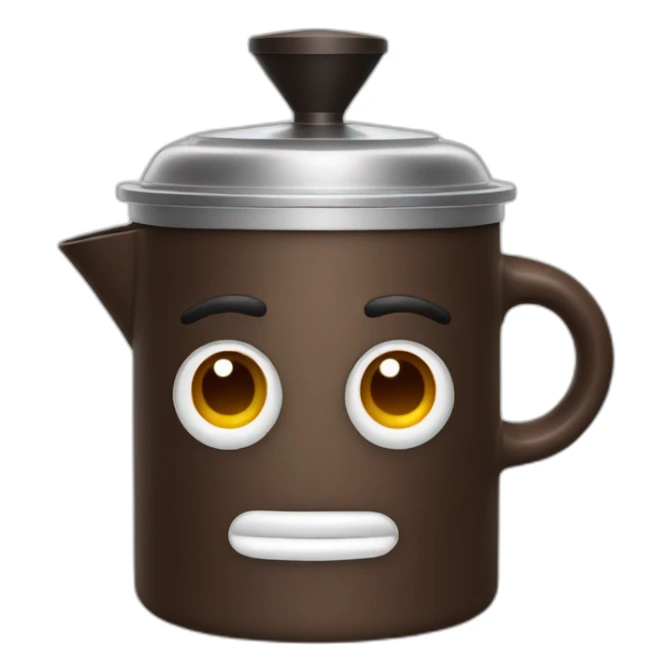 Moka pot with concerning eyes sticker