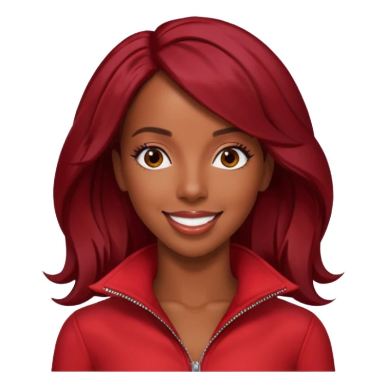Kelly Rowland, dark red hair, red outfit sticker