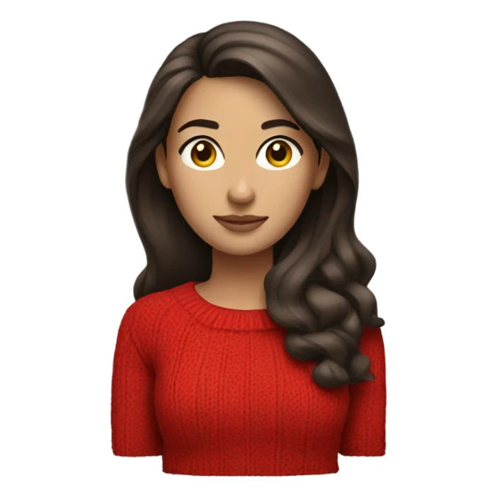 brunette woman red sweater sticker
