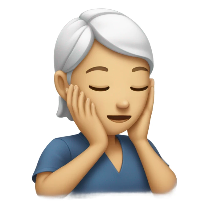person covering her ear while eyes closed sticker