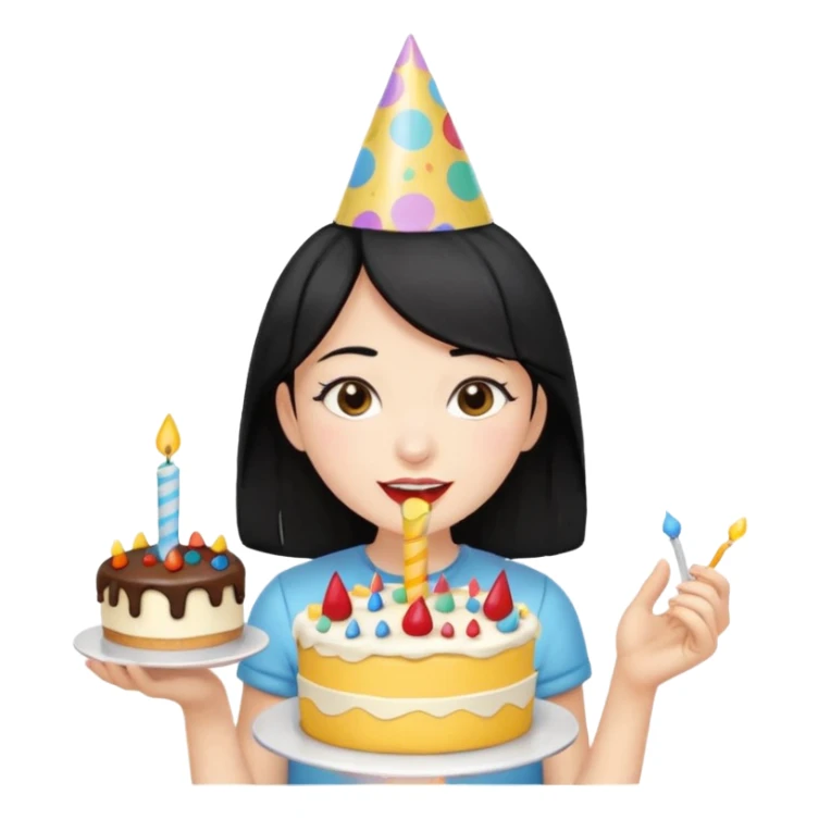 girl for birthday with black hair sticker