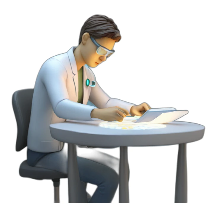 Futuristic-Biomedical-Engineer-studying-hologram-3d-model-of-breast sticker