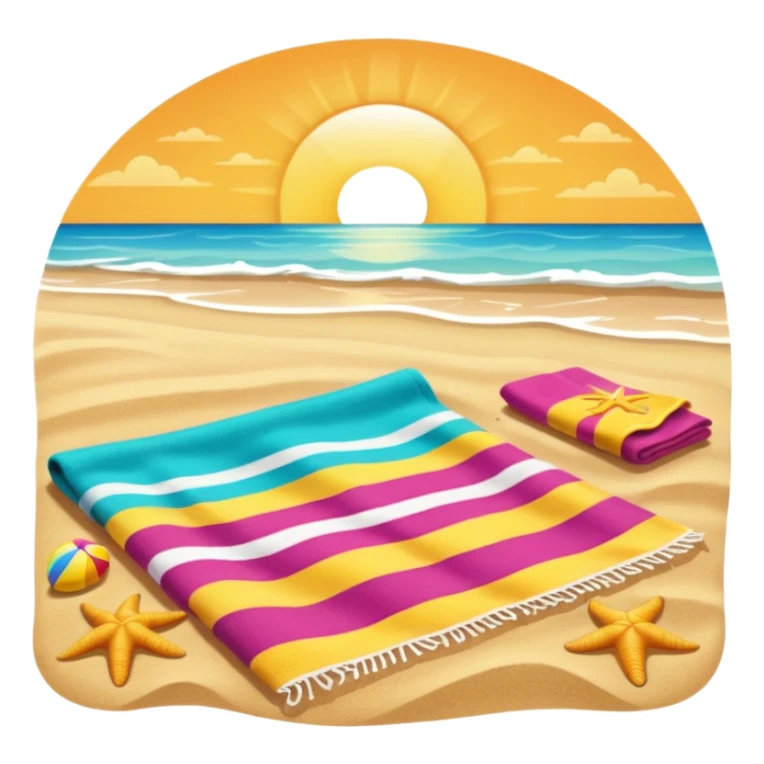 crie uma praia com areia, com sol, e canga na areia sticker