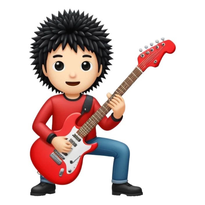 playing red electric guitar cute black sea urchin sticker
