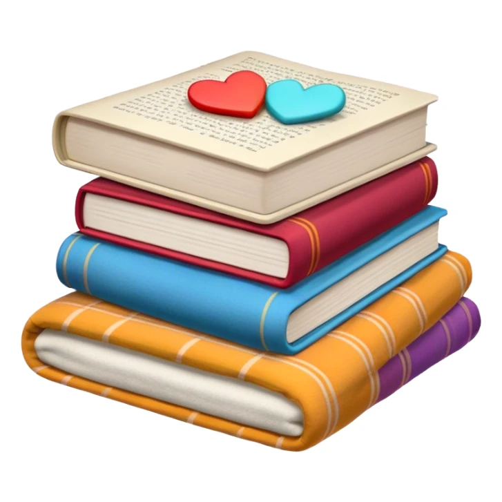 Open book on top of a stack of blankets sticker