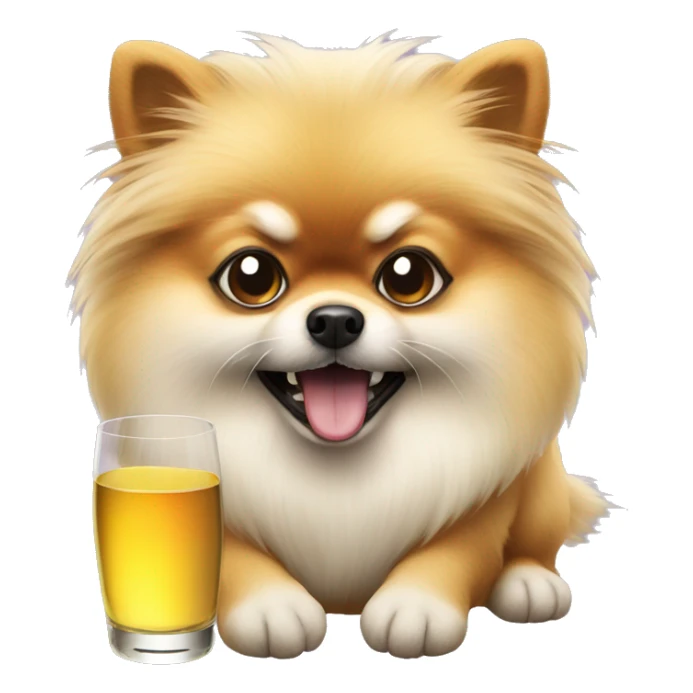 angry pomeranian with white wine in paw sticker