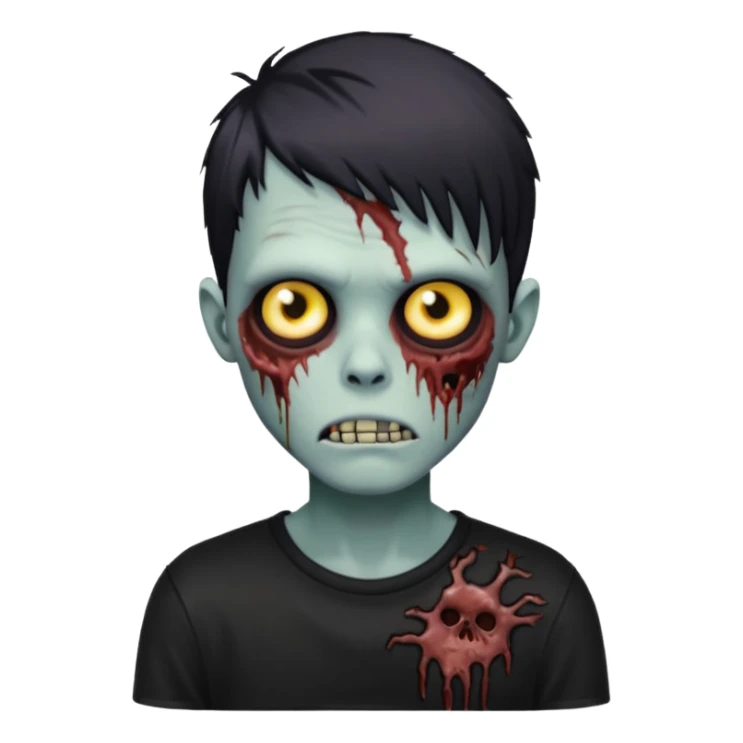 zombie boy with emo hair and black shirt sticker