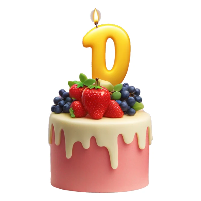 '10th' birthday candle on fruits cake sticker