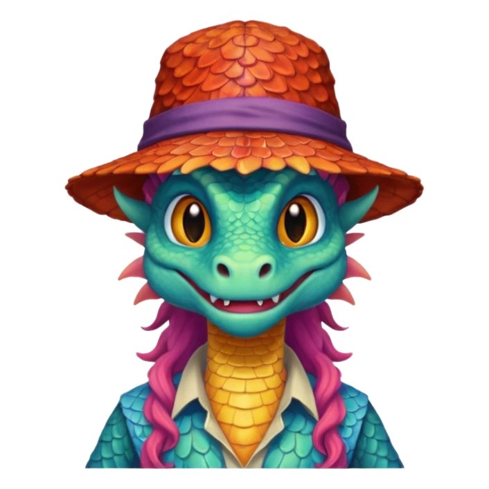 long hair dragon with shirt and hat sticker