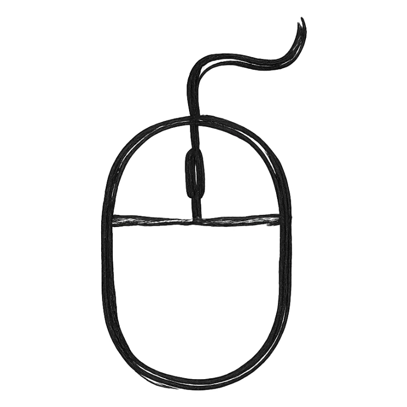 mouse, black outlined icon style, no fill, clean and geometric lines sticker