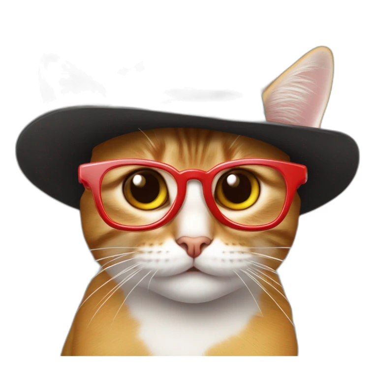 Gato siamés con gafas rojas y sombrero de paja encima de una pecera sticker