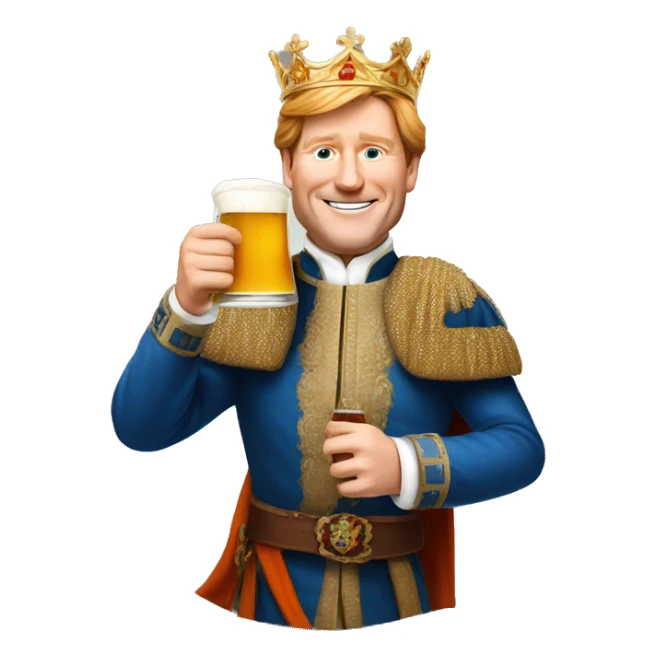 King Willem-Alexander holding a pint of beer sticker