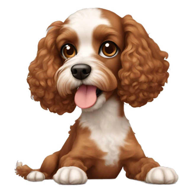 Small brown poodle and cavalier mixed dog laying down sticker