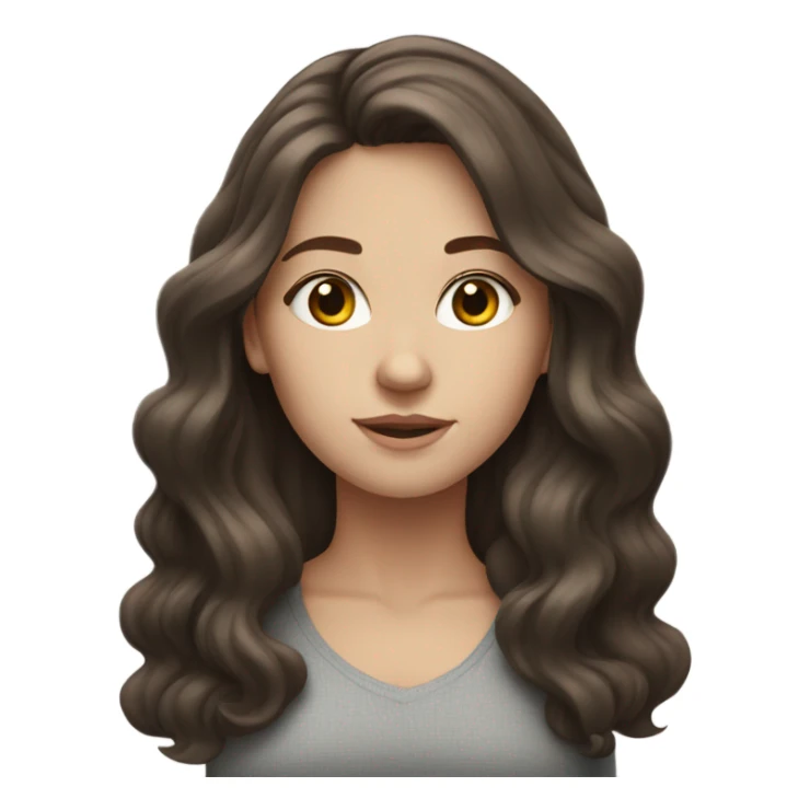 White girl with long dark brown slightly wavy hair  sticker