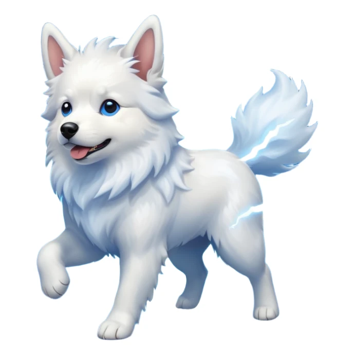 white majestic dog surrounded by lightning sticker