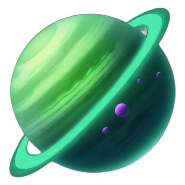 green planet with purple saturn rings and grey moon sticker