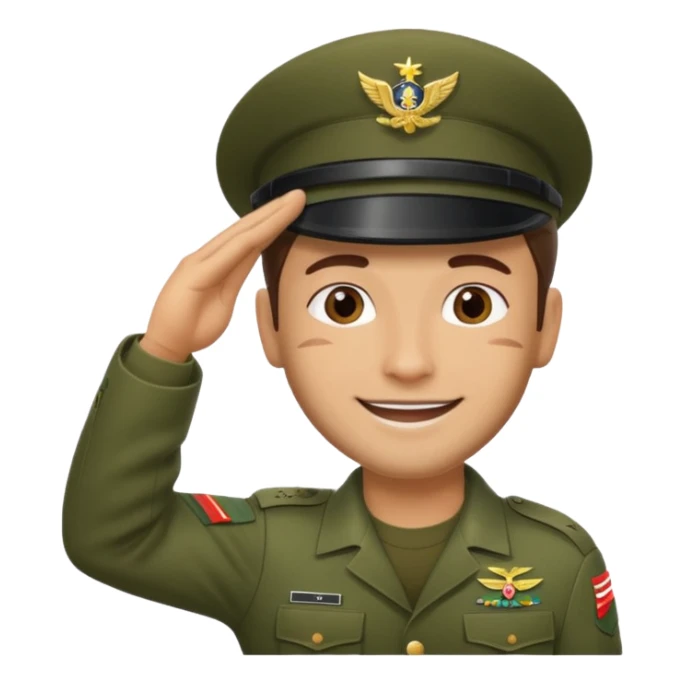 militar de boina dando continencia verde sticker