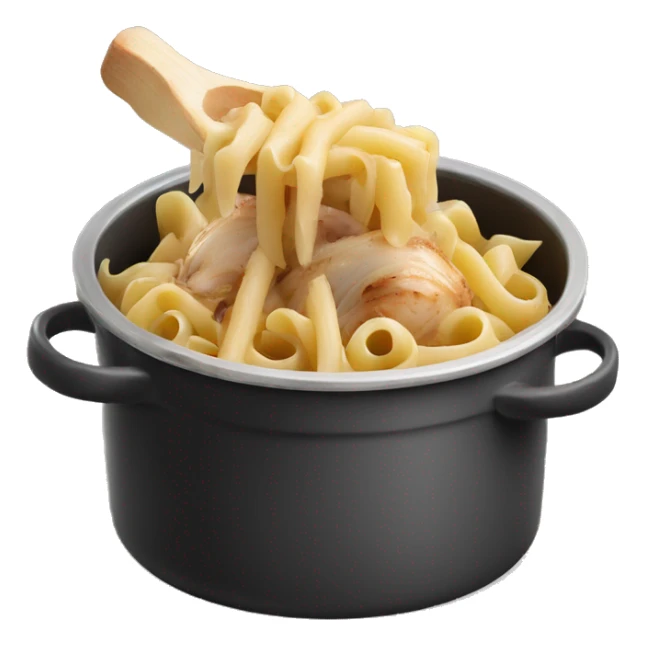 French onion pasta with chicken in a pot sticker