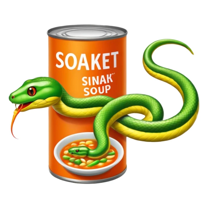 Can of soup with a snake  sticker
