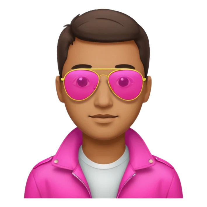 man wearing reflective neon pink aviator sunglasses sticker