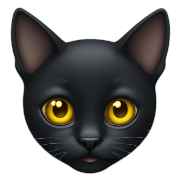 Black cat face with yellow eyes and left clipped ear sticker
