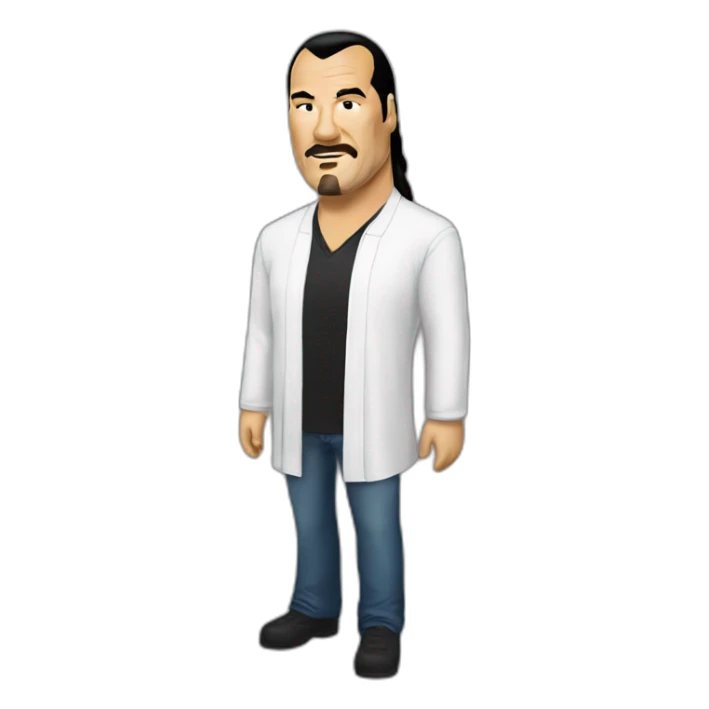 steven seagal cartoon wearing long shirt sticker