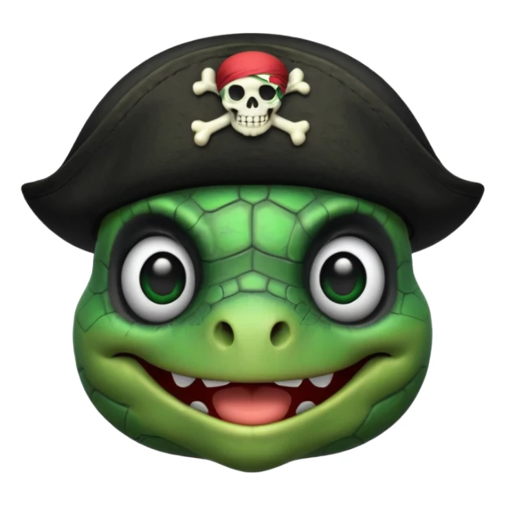 pirate turtle with skull and crossbones hat and black eyepatch sticker