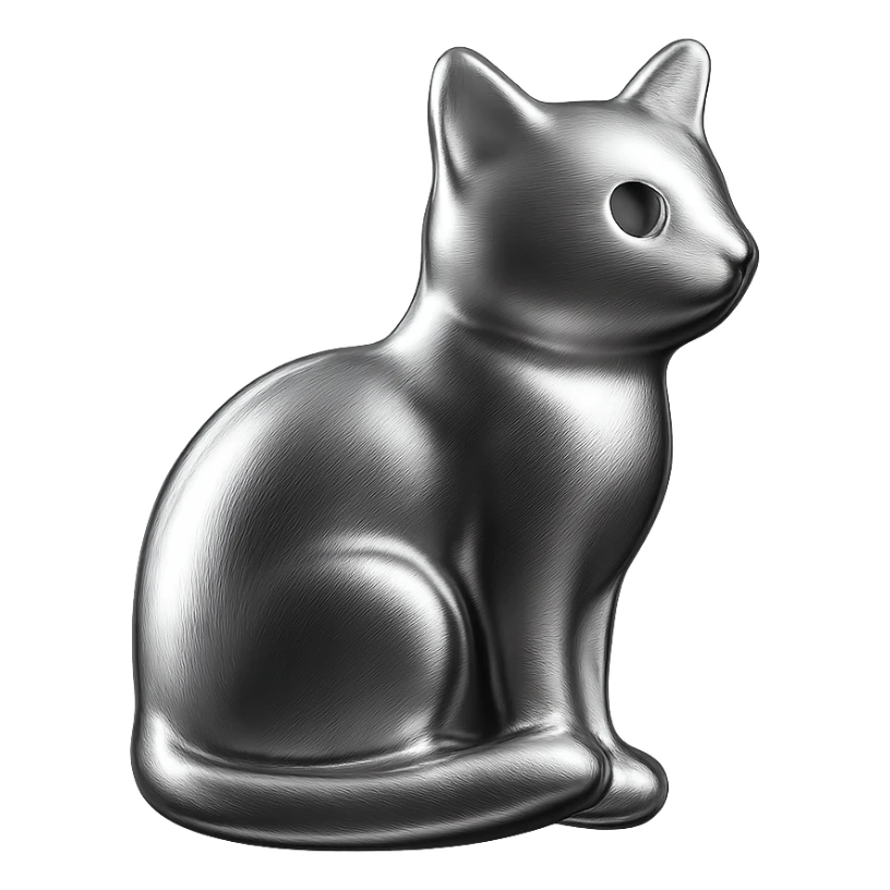 icon of a cat with shiny metallic chrome finish sticker