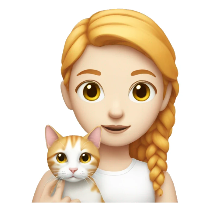 White Ginger Girl with a white cat sticker