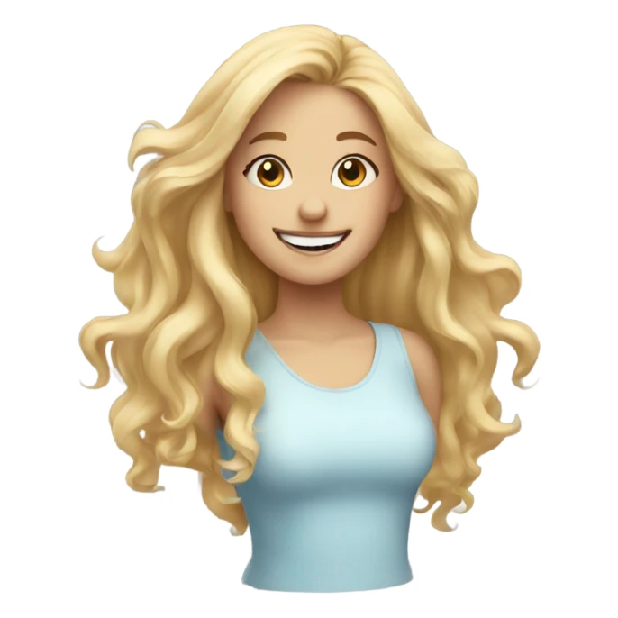 smiling girl with windy blonde hair sticker